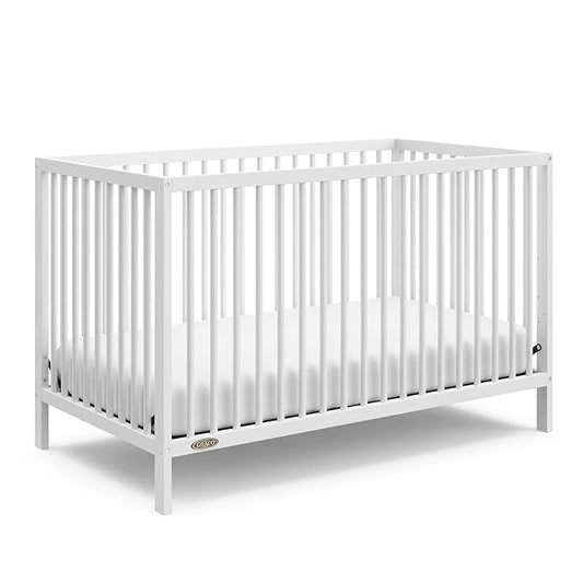 Graco Teddi 5-in-1 Convertible Crib (White) – GREENGUARD Gold Certified, Converts to Daybed, Toddler & Twin Bed with Headboard and Footboard, Adjustable Mattress Height - LeafyLoom