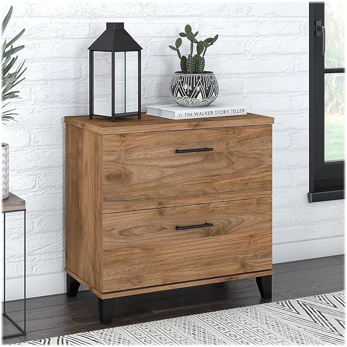 Bush Furniture Somerset 2-Drawer Lateral File Cabinet, Letter/Legal, Fresh Walnut, 30-inch (WC81380) - LeafyLoom