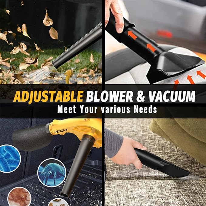 Mini Cordless Leaf Blower for Dewalt 20V Battery, Replace for DCE100B Air Blower, Vacuum150CFM Up to 120MPH, 2-in-1 Handle Electric Blower(Battery Not Included) - LeafyLoom