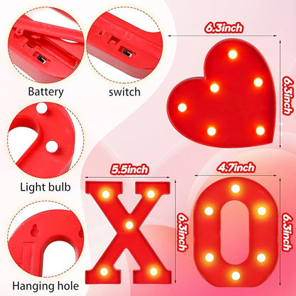 VIHOSE Valentine's Day LED Letter Lights Sign Table Decoration Light up Letters Battery Powered Letter for Home Bars Party Bedroom Tabletop Decoration Valentine's Gift VIHOSE