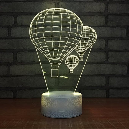 Hot Air Balloon Night Light 3D Visual LED Desk Lamp Fire Balloon Toy Household Home Room Decor 7 Colors Change Touch Table Light Birthday Gift Christmas Gift for Kids and Adult - LeafyLoom