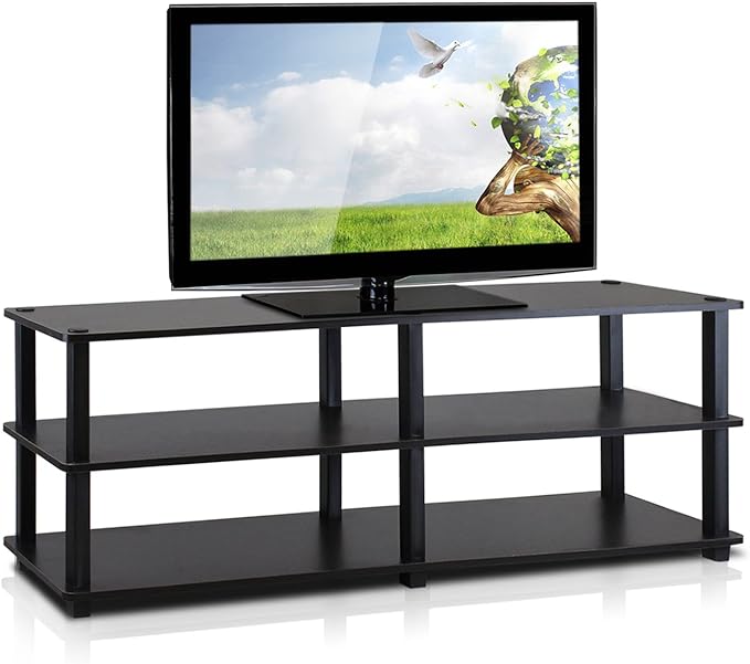 Furinno Turn-S-Tube No Tools 3-Tier Entertainment TV Stands, Espresso/Black - LeafyLoom