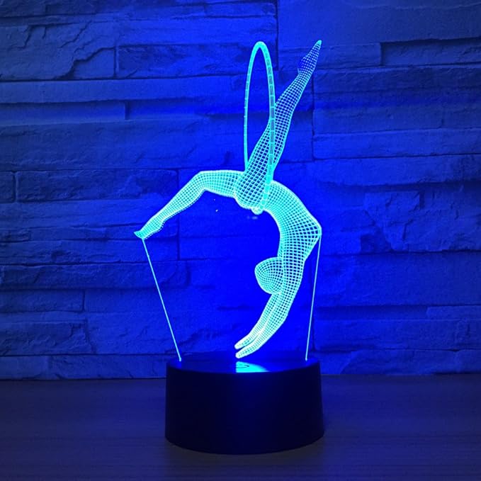 Gymnastics 3D Optical Illusion Lamp 7 Colors Change Timing Remote Control and Touch Button LED Table Desk Lamp for Home Bedroom Decoration - LeafyLoom