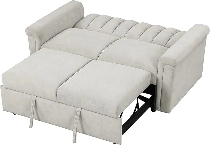 3 in 1 Multi-Functional Futon Loveseat Pull Out Sleeper Couch Bed, Corduroy Upholstery Convertible Lounge Sofa Daybed,Recliner Love Seat with Adjustable Backrest for Living Room,Office,RV - LeafyLoom