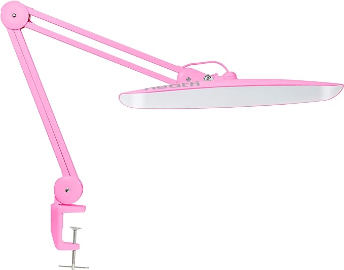 Neatfi XL 2,200 Lumens LED Task Lamp, 24W Super Bright Desk Lamp, 117 Pcs SMD LED, 4 Level Brightness, Dimmable, Task LED Light for Home, Office, Workbench (Non-CCT, Pink) - LeafyLoom