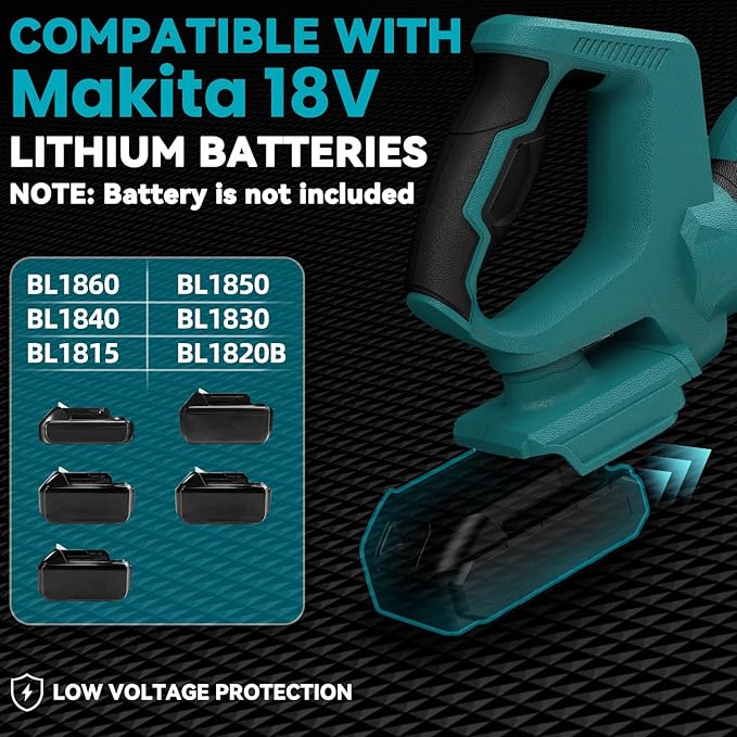 Leaf Blower, Cordless Leaf Blower for Makita 18V Battery, 3 Speed Modes Up to 200MPH, 270° Rotatable Electric Leaf Blower with 4 Blowing Nozzles for Lawn Care and Yard(Battery Not Included) - LeafyLoom