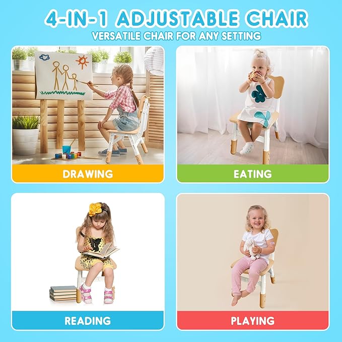 Kids Chair Height Adjustable Toddler Chair Max Load 220LBS Plastic Indoor Outdoor Chair for Children Age 1-6 School Home Daycare Use Burlywood - LeafyLoom