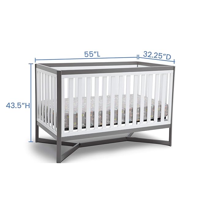 Delta Children Tribeca 4-in-1 Convertible Crib, White/Grey - LeafyLoom