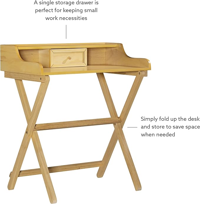 Linon Mable Folding Desk, Natural - LeafyLoom