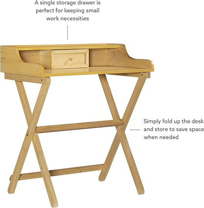 Linon Mable Folding Desk, Natural - LeafyLoom