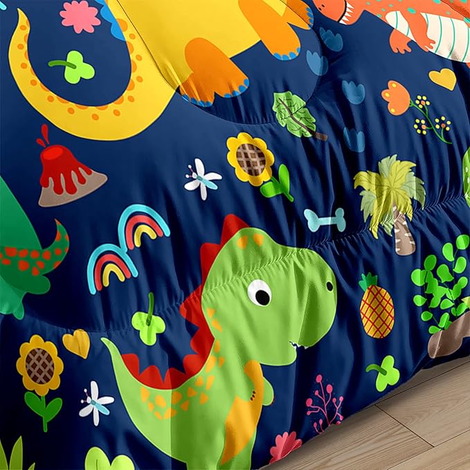 Dinosaur Bedding Full for Boys - Dinosaur Bedding Set for Kids Bedroom Dinosaur Bedding Full Blue Dinosaur Comforter Boys Room Decor Dinosaur Comforter, Full (1 Comforter 2 Pillowcases) - LeafyLoom