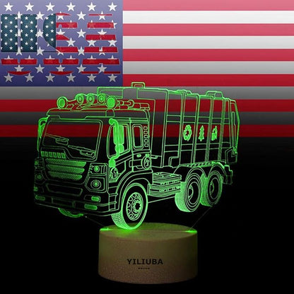 Garbage Truck Car Gift Night Lights for Kids 3D Lamp LED Desk Lamps for Boys Decor Bedroom Room USB plugs 7 Color Gradual Changing Truck Light or Birthday Xmas Party Festival Decor Children Gifts - LeafyLoom