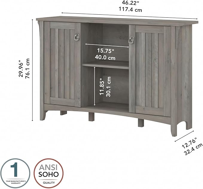 Bush Furniture Salinas Accent Storage Cabinet with Doors in Driftwood Gray - LeafyLoom