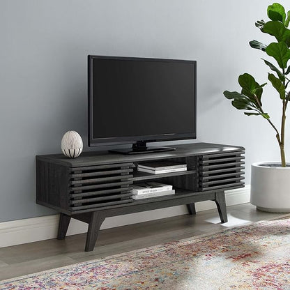 Modway Render Mid-Century Modern Low Profile 46 Inch Media Console TV Stand in Charcoal, 46" - LeafyLoom