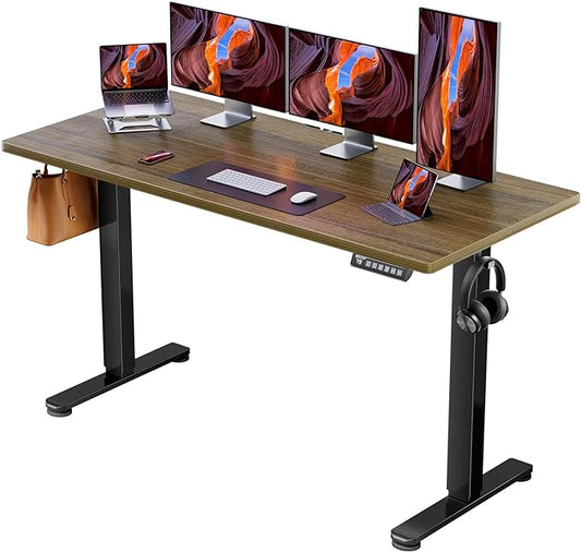 ErGear Height Adjustable Electric Standing Desk, 63 x 28 Inches Sit Stand up Desk, Memory Computer Home Office Desk (Espresso) - LeafyLoom