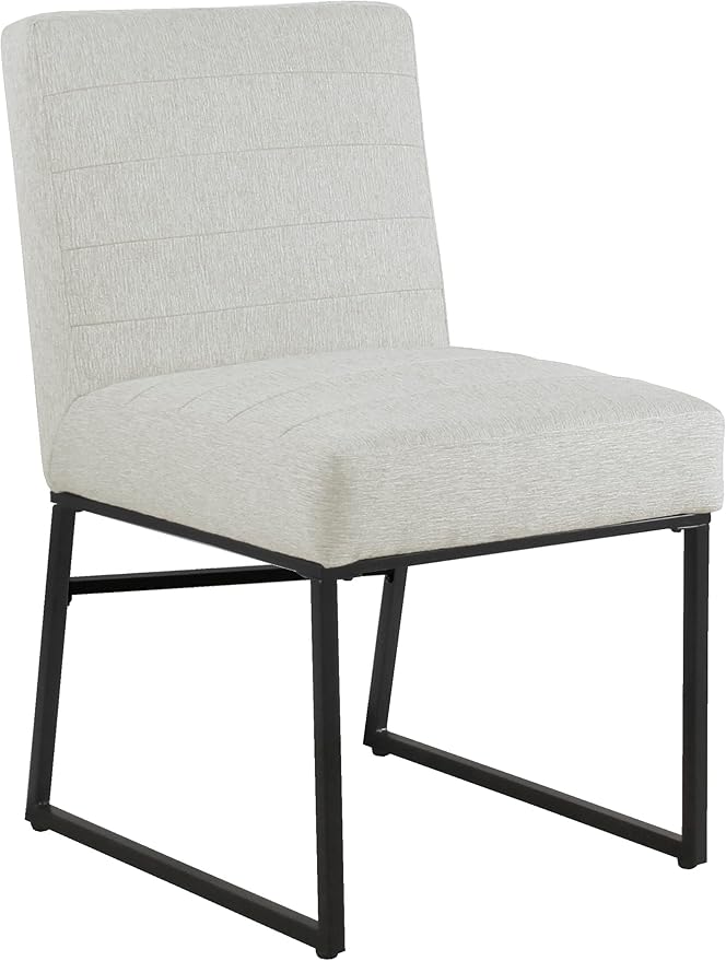 HomePop Channeled Metal Dining Chair - Sustainable Gray Woven (Single Pack) - LeafyLoom