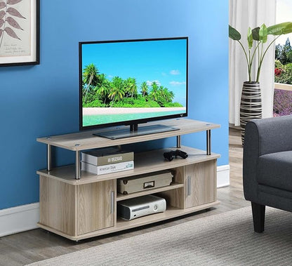 Convenience Concepts Designs2Go Monterey TV Stand with Cabinets and Shelves Home_Furniture_and_Decor, Ice White - LeafyLoom