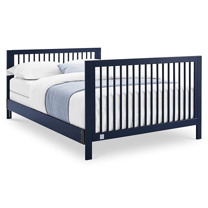 Delta Children babyGap Charlie 6-in-1 Convertible Crib + Brannan Bear Bookcase with Bins + Brannan Bear Wall Shelf with 4 Hooks, Navy (Bundle) - LeafyLoom