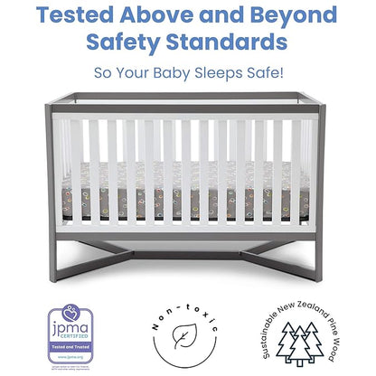 Delta Children Tribeca 4-in-1 Convertible Crib, White/Grey - LeafyLoom