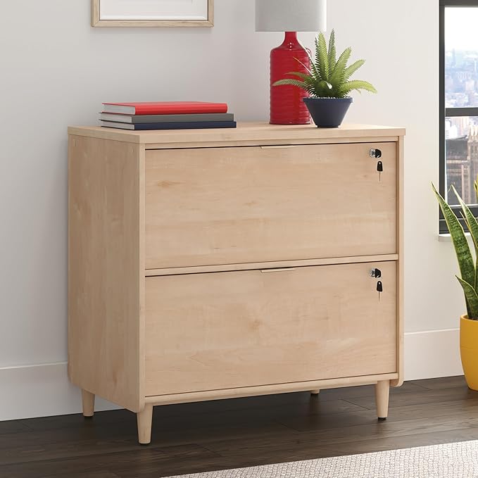 Sauder Clifford Place 2-Drawer Lateral File Cabinet, L: 29.53" x W: 18.5" x H: 30.28", Natural Maple Finish - LeafyLoom