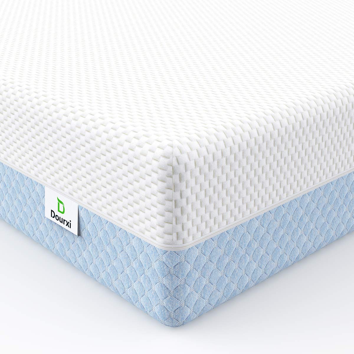 Crib Mattress, Dual Sided Comfort Memory Foam Toddler Bed Mattress, Triple-Layer Breathable Premium Baby Mattress for Infant and Toddler w/Removable Outer Cover - White&Blue - LeafyLoom