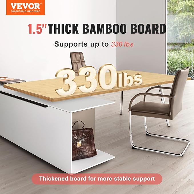 VEVOR Bamboo Table Top, 70.9" x 29" x 1.5", 330 lbs Load Capacity, Universal Solid One-Piece Bamboo Desktop for Height Adjustable Electric Standing Desk Frame, Rectangular Countertop for Home & Office - LeafyLoom