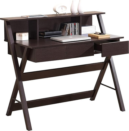 NicBex Laik-DW-00040-DX Desks, 43.25" W x 21.75" D x 38" H, Brown - LeafyLoom