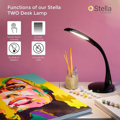 Stella Two Premium 11W LED Desk Task Lamp, Dimmable, Custom Color Temperature, Adjustable, and Remote Controlled Modern Desk Lamp for Living Room, Bedroom, and Office Lighting - LeafyLoom