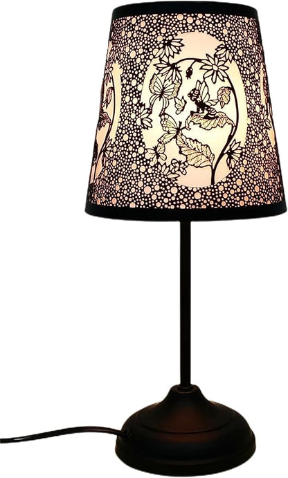 Flower Fairy Touch Lamp with Dimmable Touch Switch,Black Metal Cutout Shade, Flower Fairy Decoration Desk Lamp - LeafyLoom