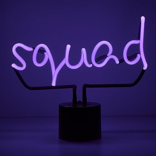 Amped & Co Squad Neon Desk Light, Real Neon, Purple, Large 11x12.2, Home Decor Neon Signs For Unique Rooms - LeafyLoom