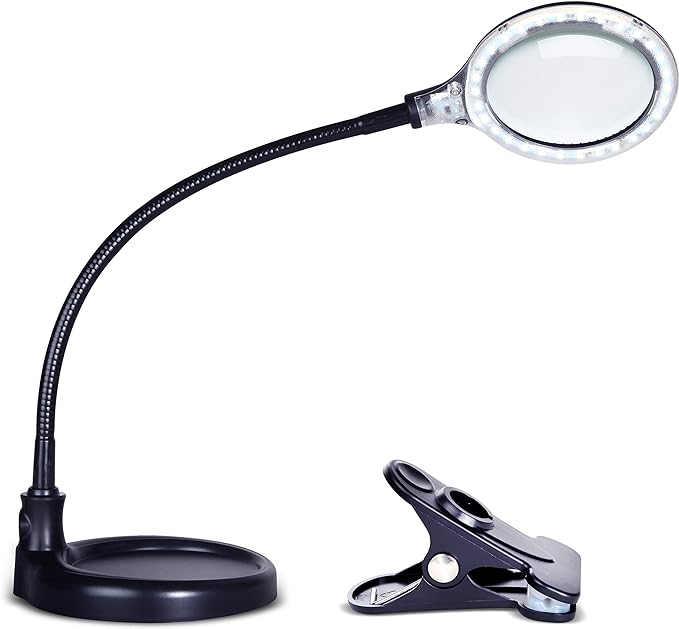 Brightech LightView Pro Flex 2 in 1 Magnifying Desk Lamp, 1.75x Light Magnifier, Adjustable Magnifying Glass with Light for Crafts, Reading, Close Work - LeafyLoom