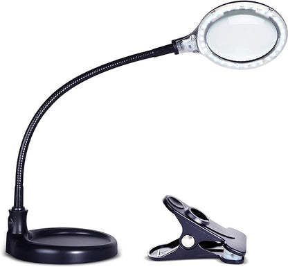 Brightech LightView Pro Flex 2 in 1 Magnifying Desk Lamp, 1.75x Light Magnifier, Adjustable Magnifying Glass with Light for Crafts, Reading, Close Work - LeafyLoom