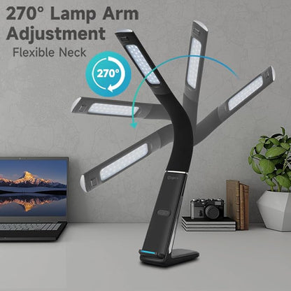 LED Desk Lamp with Wireless Charger, USB Charging Port, Stepless dimmable brightness, 3 Color Modes, Desk Lamps for Home Office, Table Lamp Eye Caring Reading Light, Gesture Control desk light - LeafyLoom