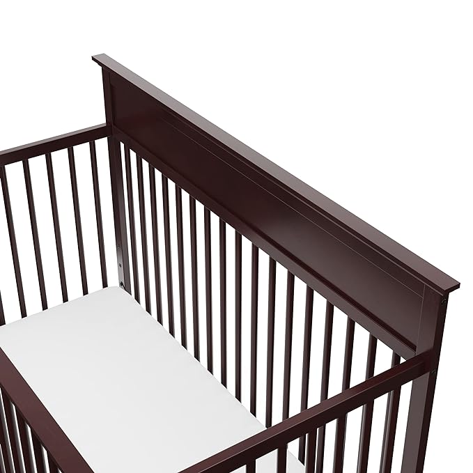 Storkcraft Carmel 5-in-1 Convertible Crib (Espresso) - GREENGUARD Gold Certified, Converts to Toddler Bed & Full-Size Bed, Fits Standard Full-Size Crib Mattress, 4 Adjustable Mattress Heights - LeafyLoom