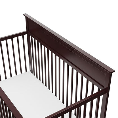 Storkcraft Carmel 5-in-1 Convertible Crib (Espresso) - GREENGUARD Gold Certified, Converts to Toddler Bed & Full-Size Bed, Fits Standard Full-Size Crib Mattress, 4 Adjustable Mattress Heights - LeafyLoom