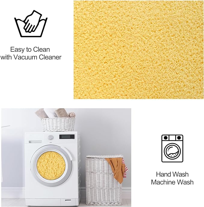 Area Rugs for Bedroom Living Room, 4x6 Yellow Super Soft Comfy Thickened Memory-Foam Indoor Carpets, Modern Aesthetic Minimalist Carpet for Boys Girls Adults Apartment Nursery Home Décor - LeafyLoom