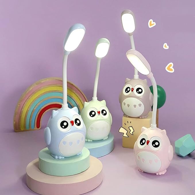 LED Desk Lamp for Kids, Mini Cute Owl Lamp Night Light, Foldable USB Rechargeable Reading Light Bedroom Children's Bedside Study (Green) - LeafyLoom