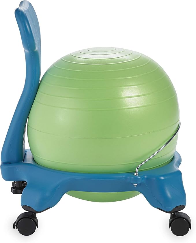 Gaiam Kids Balance Ball Chair - Classic Children's Stability Ball Chair, Alternative School Classroom Flexible Desk Seating for Active Students with Satisfaction Guarantee, Blue/Green - LeafyLoom