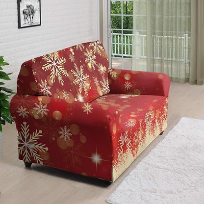 FKELYI Christmas Snow Sofa Slipcover Stretch Sofa Couch Cover for Living Room Non-Slip Furniture Protector Washable Sofa Slipcovers M FKELYI