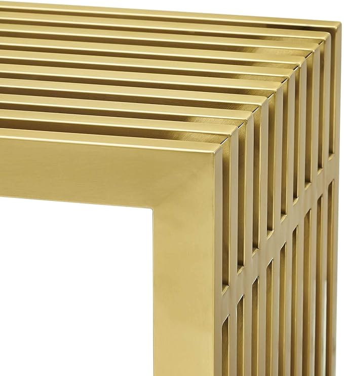 Modway Gridiron Contemporary Modern Gold Stainless Steel Medium Bench, 46.5" - LeafyLoom