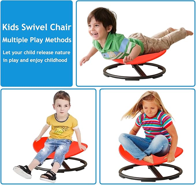 Kids Sensory Chair for Autism Kids Swivel Chair,Kids Sit and Spin Sensory Chair,Sensory Toy Chair,Carousel Spin Sensory Chair for Kids,Metal Base Non-Slip Wobble Chair Sitting Comfortably… - LeafyLoom