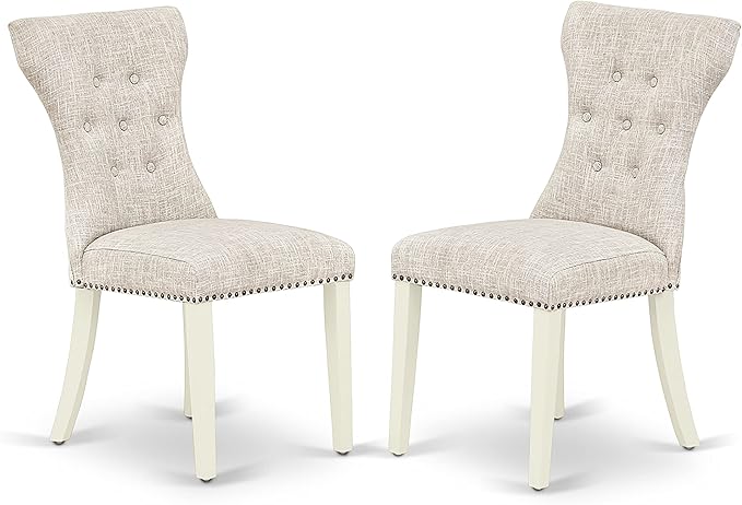 East West Furniture NDGA5-LWH-35 Norden 5 Piece Room Set Includes a Rectangle Kitchen Table with Dropleaf and 4 Doeskin Fabric Parson Dining Chairs, 30x48 Inch, Linen White - LeafyLoom