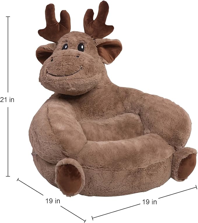 Trend Lab Moose Toddler Chair Plush Character Kids Chair Comfy Furniture Pillow Chair for Boys and Girls, 21 x 19 x 19 inches - LeafyLoom