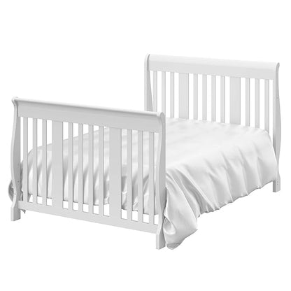 Storkcraft Portofino 5-in-1 Convertible Crib and Changer (White) – Changing-Table Combo with Drawer, Converts to Toddler Bed, Daybed Full-Size Storage Drawer - LeafyLoom