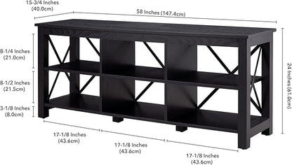 Henn&Hart Rectangular TV Stand for TV's up to 65" in Black, TV Stands for the Living Room - LeafyLoom