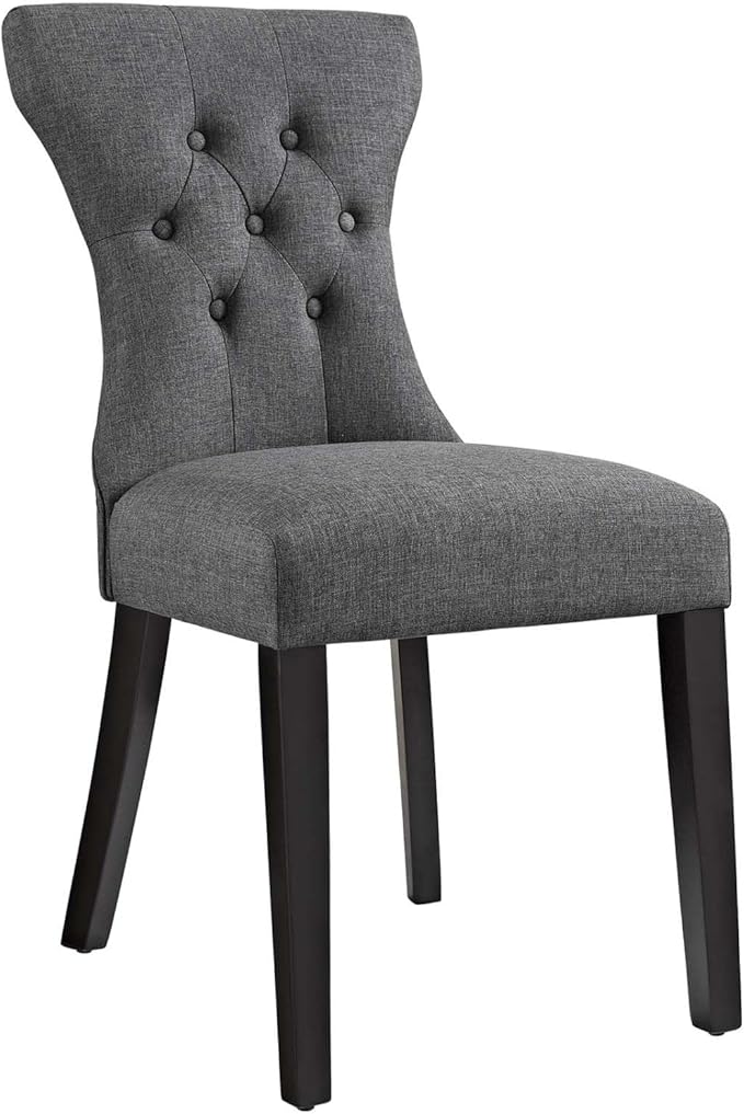 Modway Silhouette Modern Tufted Upholstered Fabric Parsons Four Dining Chairs in Gray - LeafyLoom