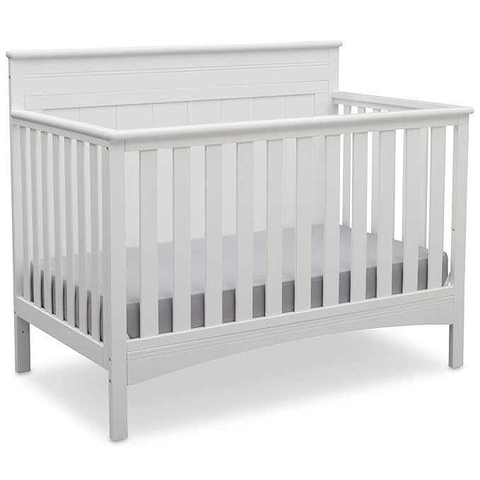 Delta Children Fancy 4-in-1 Convertible Baby Crib - Greenguard Gold Certified, Bianca White - LeafyLoom