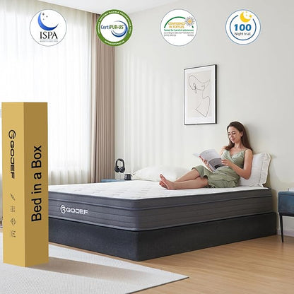 King Size Mattress, 10 Inch Memory Foam Mattress, Hybrid Mattress in a Box with Independent Spring, Soft and Comfortable Medium Firm Mattress, Pressure Relief, CertiPUR-US Certified - LeafyLoom