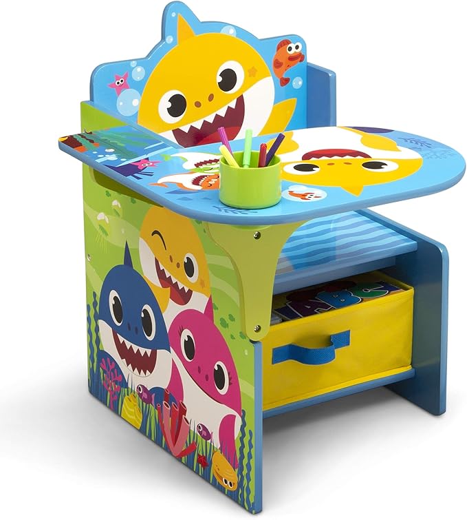 Baby Shark Chair Desk with Storage Bin - Ideal for Arts & Crafts, Snack Time, Homeschooling, Homework & More by Delta Children - LeafyLoom