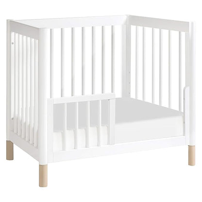 Babyletto Gelato 4-in-1 Convertible Mini Crib in White and Washed Natural, Greenguard Gold Certified - LeafyLoom